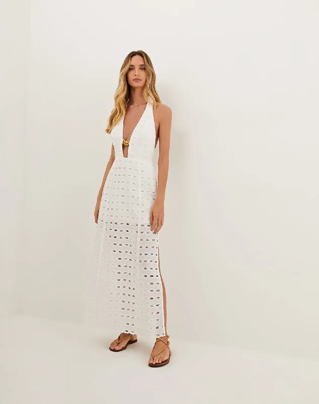 Eyelet Maryse Long Dress - Off White