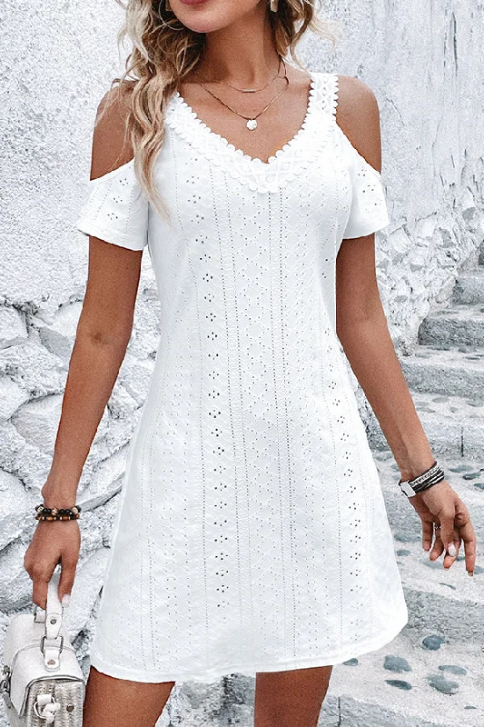 Lace Patchwork Solid Casual Mini Dress