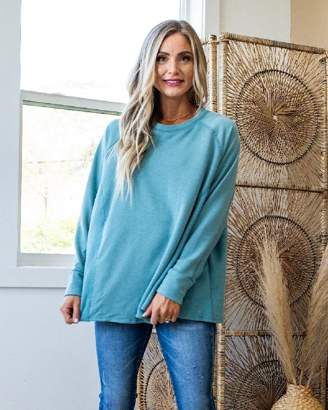 Adalyn Oversized Cozy Long Sleeve Top - Jade