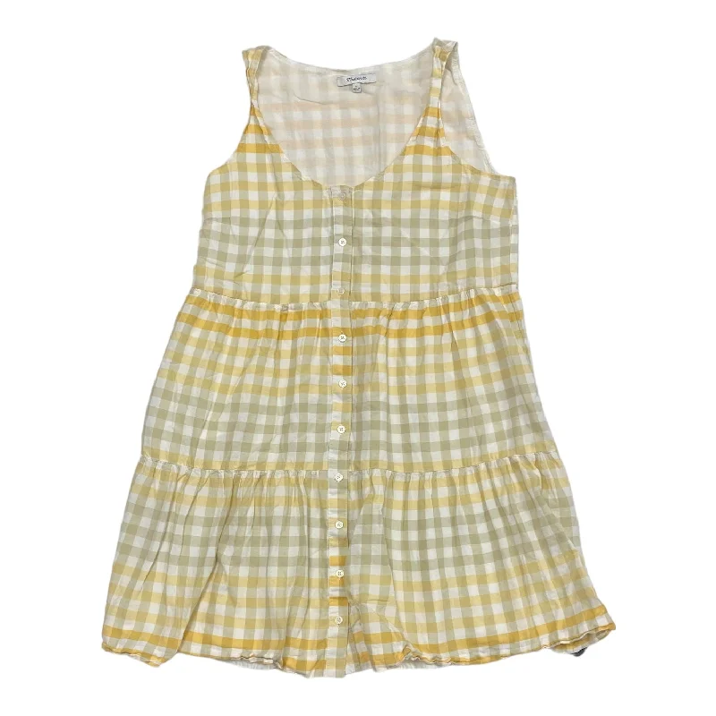 White & Yellow Dress Casual Midi Madewell, Size S