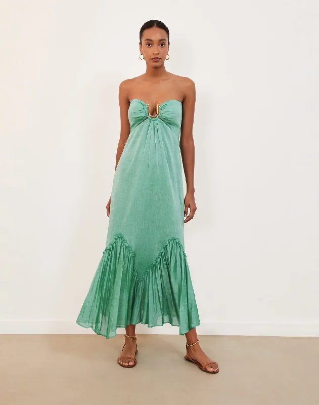 Harper Detail Long Dress (exchange only) - Seagreen