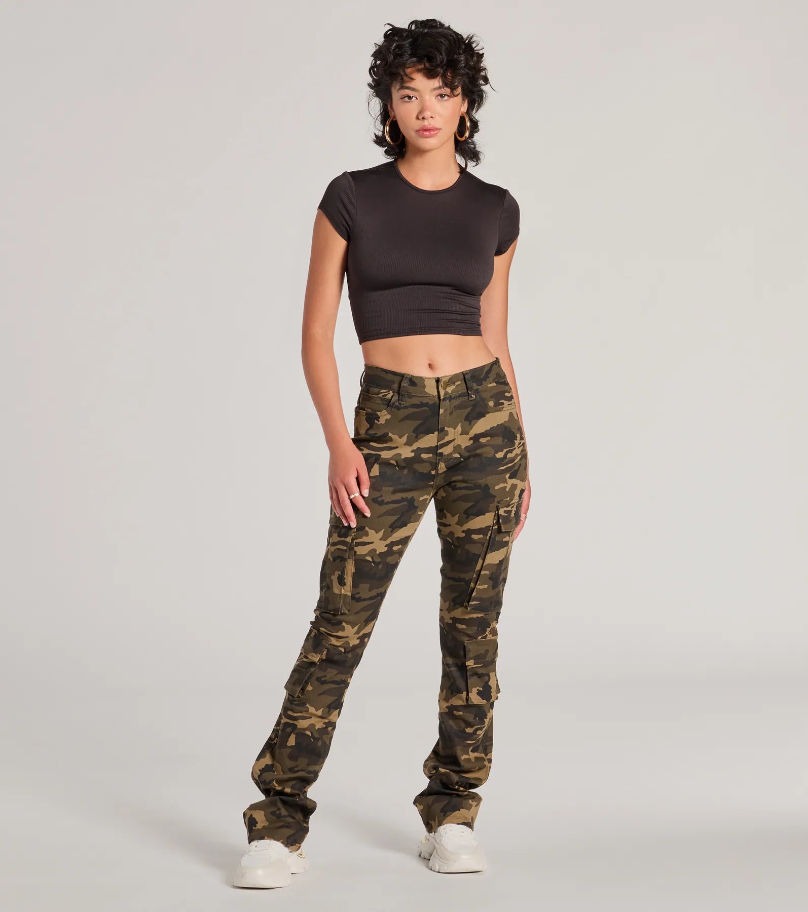 Casual Vibe Camo Cargo Bootcut Pants