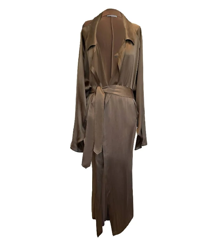 Oversized Trench Coat In Antique Gold