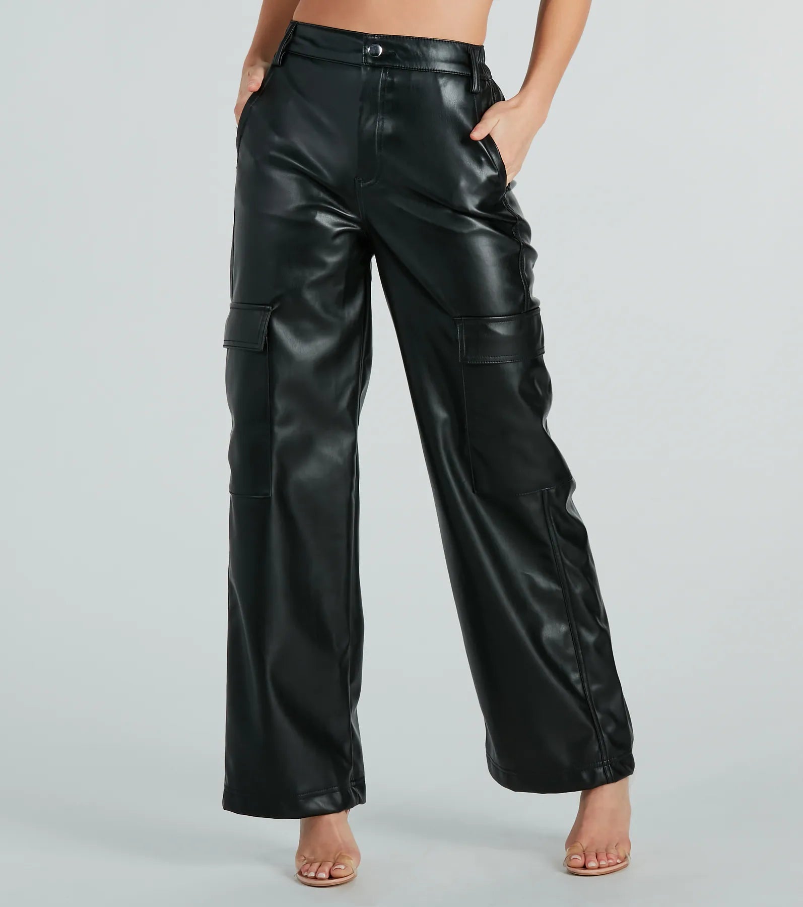 Upgraded Style Faux Leather Wide-Leg Pants