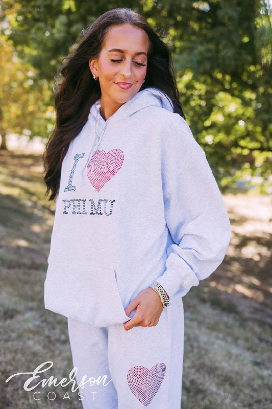 Phi Mu Rhinestone Hoodie Jogger Set