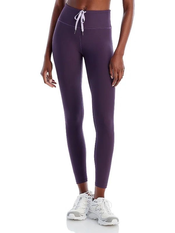 Womens High Rise Drawcord Athletic Leggings