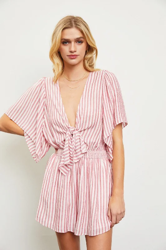 Bethanny Stripe Romper in Red FINAL SALE