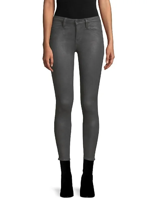 Ali High Rise Cigarette Stone Coated Skinny Jeans In Gray