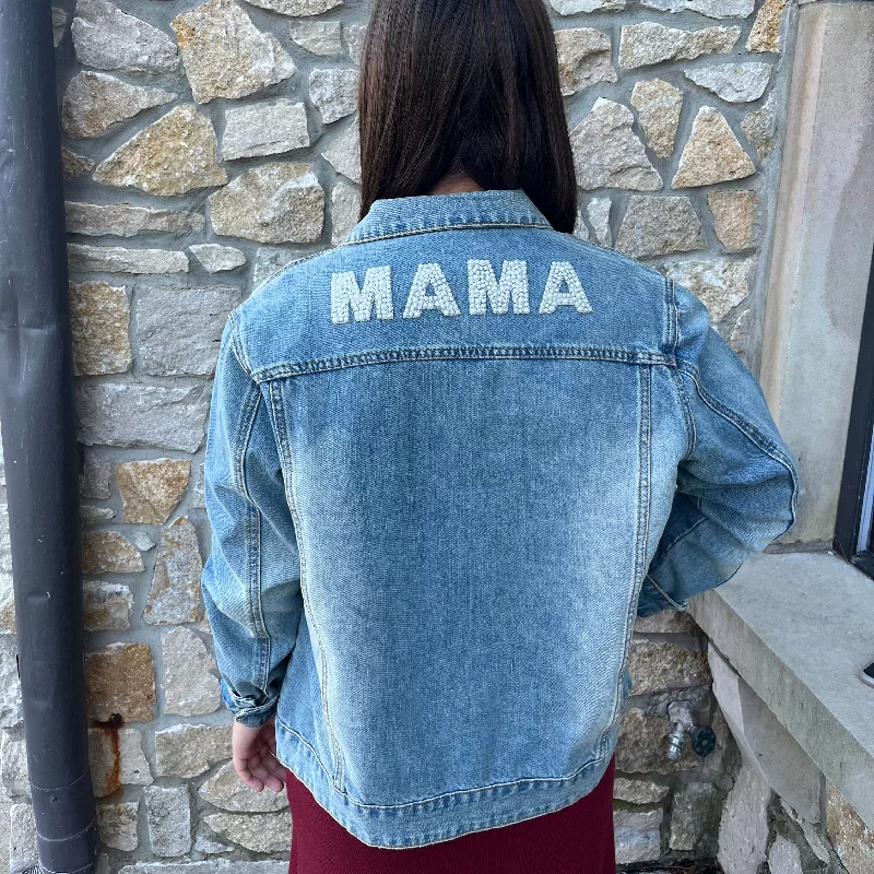 "Mama" Denim Beaded Jacket