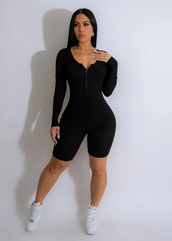 Your Distraction Ribbed Romper Black