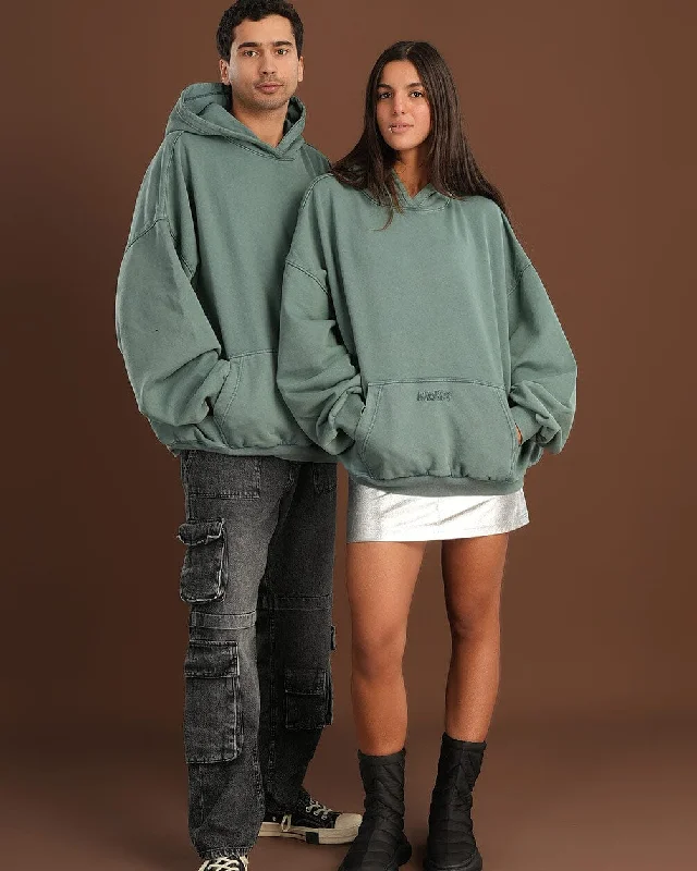 Green Washed Balloon Fit Hoodie