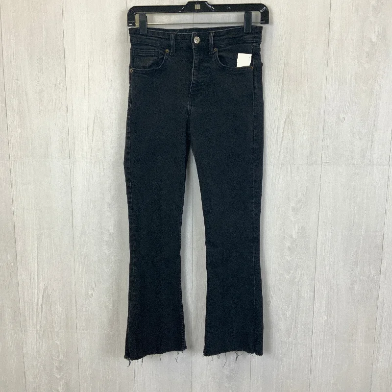 Jeans Flared By Zara In Black Denim, Size: 4