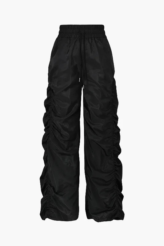 Gathered Drawstring Wide Leg Cargo Pants