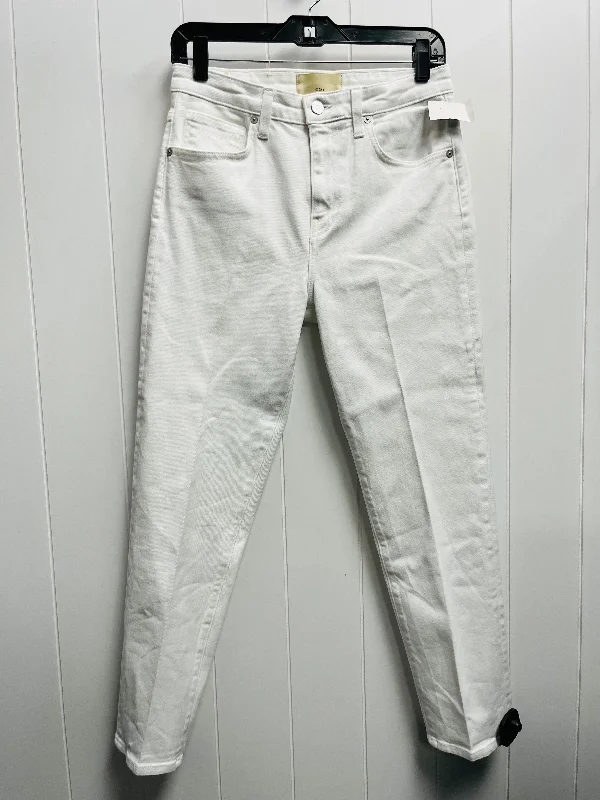 Jeans Straight By CQY In White Denim, Size: 4