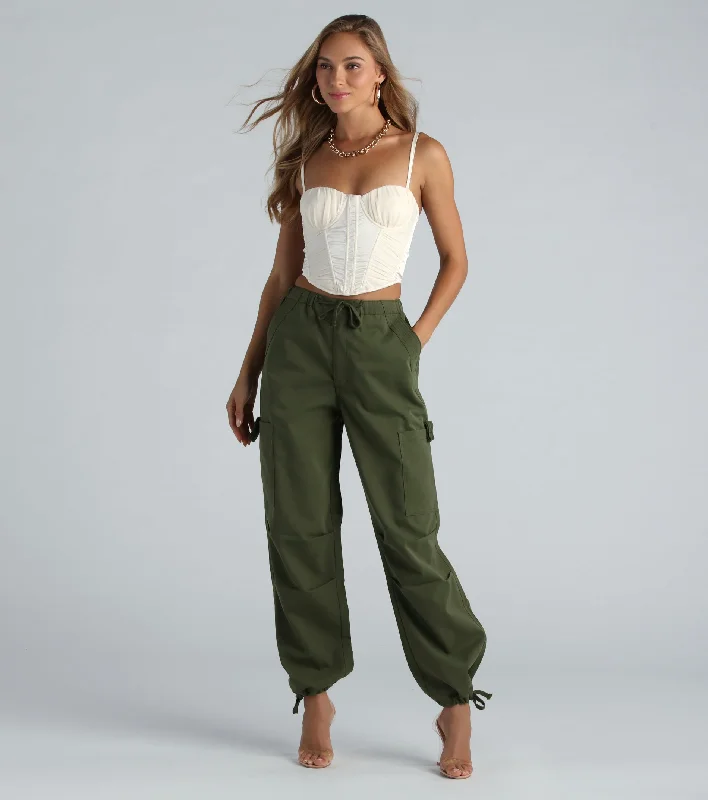 Movin' On Up High-Rise Parachute Cargo Pants