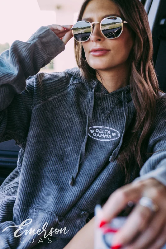 Delta Gamma Roadtrip Charcoal Corduroy Hoodie