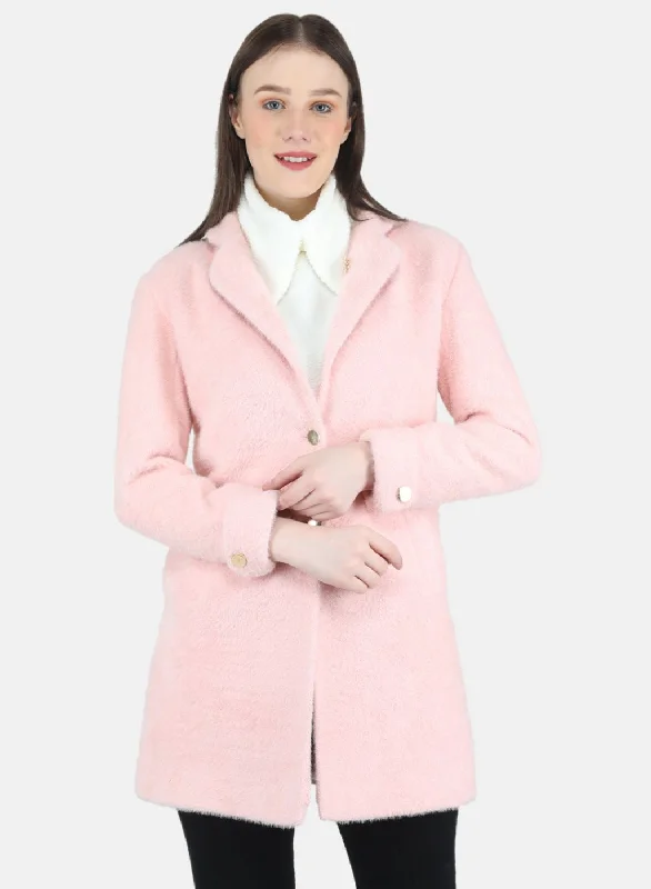 Women Pink Solid Coat