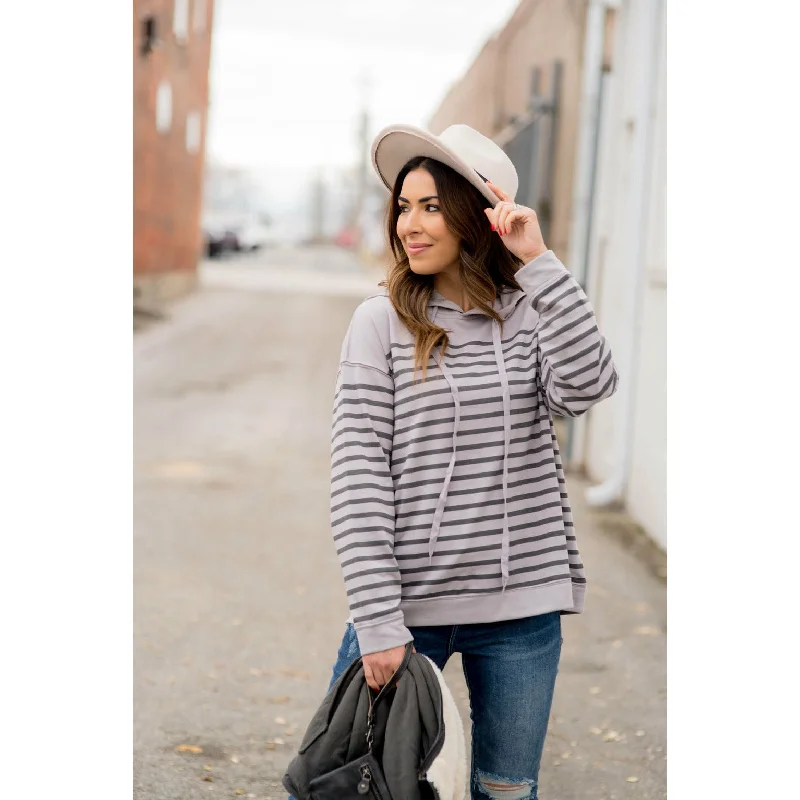 Drawstring Striped Hoodie