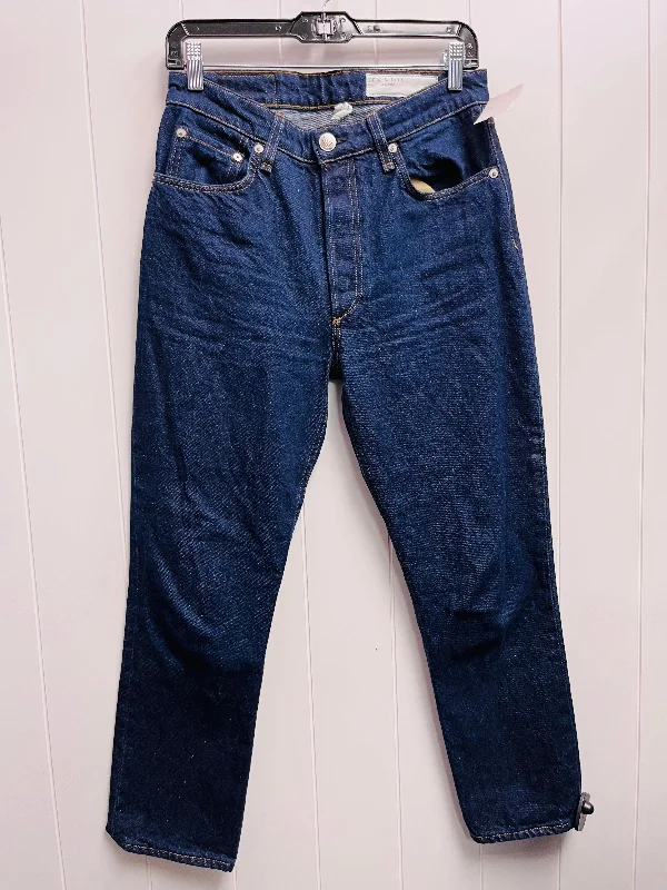 Jeans Straight By Rag & Bones Jeans In Blue Denim, Size: 4