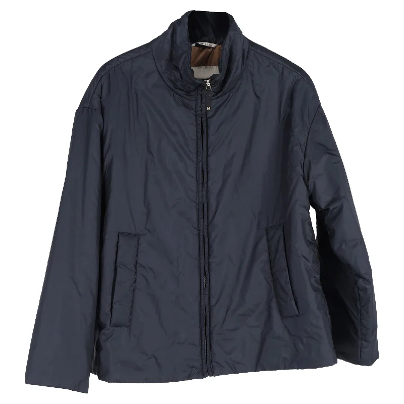 Max Mara The Cube Padded Zipped Jacket in Navy Blue Polyester