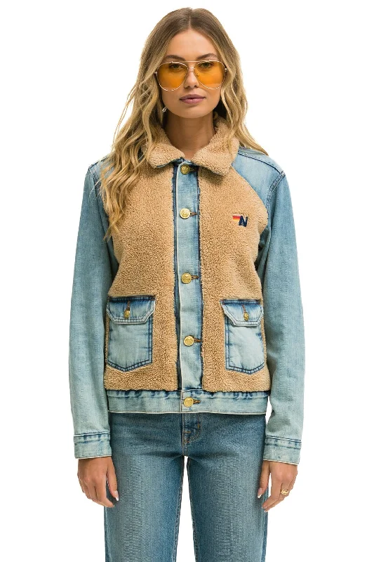 ASPEN SHERPA UNISEX DENIM JACKET - VINTAGE WHEAT