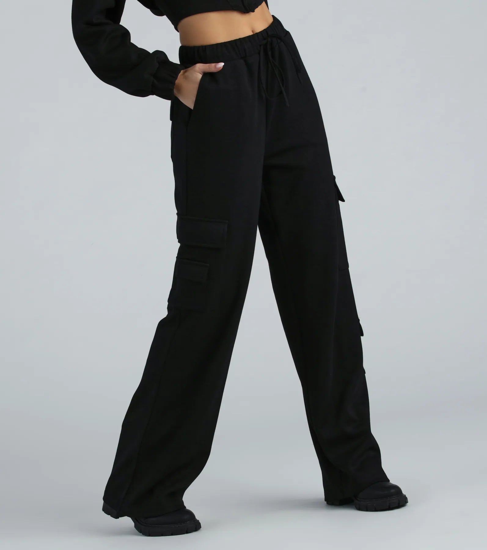 Operation Cute Wide-Leg Cargo Sweatpants