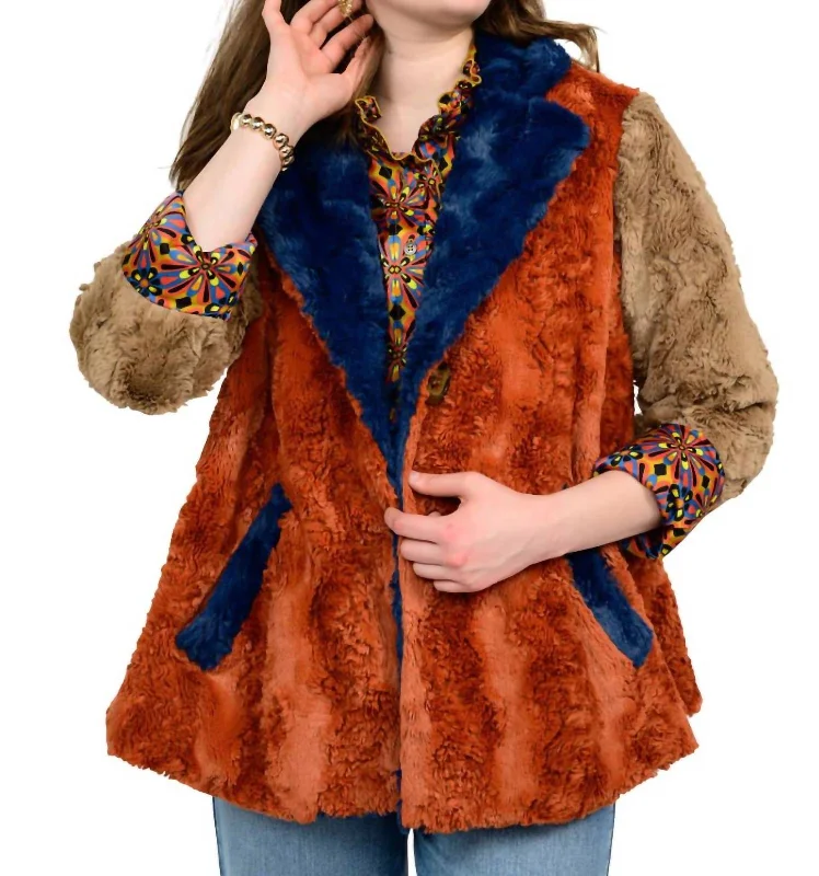 Patchwork Fur Coat In Multi