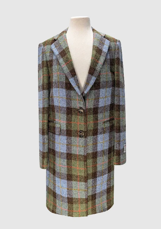 Christine Ladies Coat - Green/Blue Check