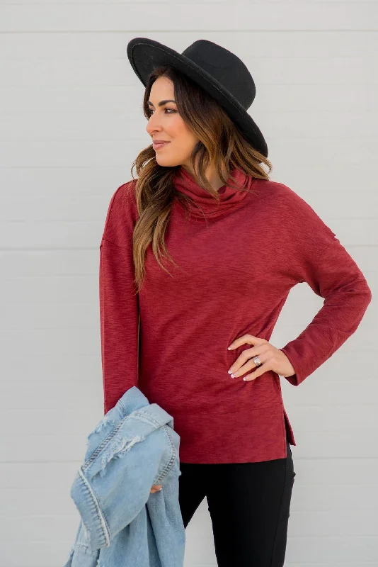 Marled Cowl Neck Sweatshirt